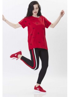 Karışık  Sayı Nakış Detaylı Tshirt 