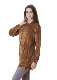 KAPÜŞONLU KADİFE SWEATSHİRT
